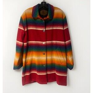 New! Vintage WOOLRICH Wool Blanket Jacket, Multicolor Striped, Southwest, Sz XL